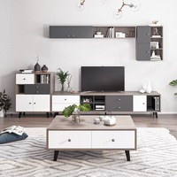 Nouvel Ensemble de Mobilier de Salon Moderne : Table Basse Nordique en Bois et Meuble TV