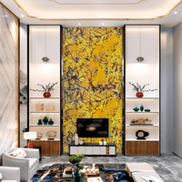 Dalle de marbre doré translucide naturel Pandora, décoration murale rétroéclairée haut de gamme, pierre de luxe pour salon de villa