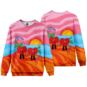 Sweat-shirt unisexe surdimensionné Fitspi en gros, imprimé 3D <span class=keywords><strong>Bad</strong></span> Bunny, pour hommes et femmes, col rond, pull, streetwear Harajuku - Product Image 1