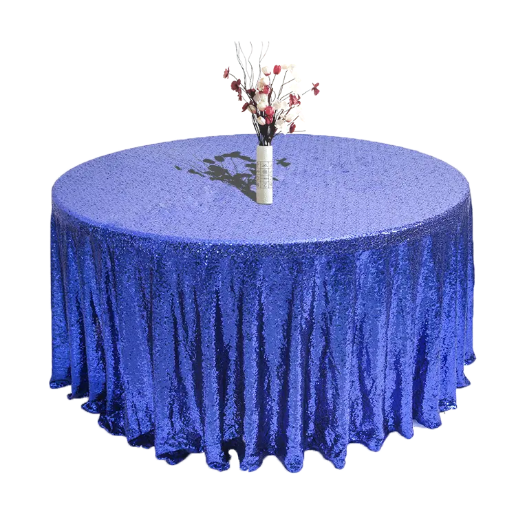 할로윈 스팽글 라운드 피크닉 웨딩 장식 6ft 폴리 에스터 블루 테이블 커버