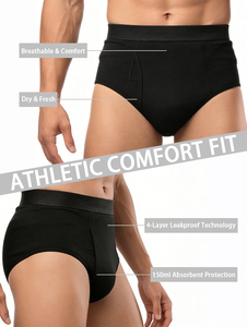 New Mens XS-8XL Post-Surgery Incontinence Urine Leakage Men's 4-Layer 150mL Cotton Soft Breathable Brief Incontinence Underwear - Product Image 6