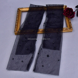 Guantes de Novia YM87, Elegantes, sin Dedos, Cortos, de Tul con Perlas, Mangas de Dama de Honor, Hechos a Mano, de Poliéster, <span class=keywords><strong>Accesorios</strong></span> de <span class=keywords><strong>Matrimonio</strong></span> para Mujer - Product Image 4