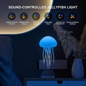 2025 luce notturna a <span class=keywords><strong>LED</strong></span> per la casa creativa con controllo vocale dinamico lampada ambientale che cambia colore delle meduse ricaricabile - Product Image 3