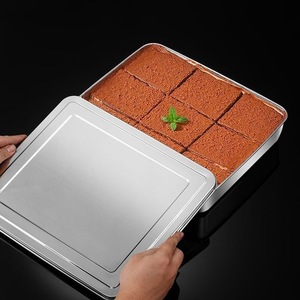 Moule à tiramisu en acier inoxydable, rectangulaire, fond plat, avec couvercle, pour la cuisson et le service - Product Image 2
