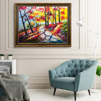 Peinture sur toile, peinte à la main, taille et design personnalisés, magnifique paysage, peinture à l'huile au couteau acrylique pour mur intérieur