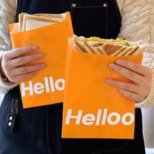 Sacs en papier kraft écologiques et recyclables personnalisés, de qualité alimentaire, résistants à l'huile, pour sandwichs, biscuits, hamburgers, avec logo personnalisé - Product Image 5