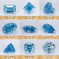 Diamants bleus de couleur émeraude, taille princesse, carré, cœur, ovale, marquise, rond, clarté VS, diamant CVD bleu cultivé en laboratoire