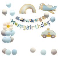 Auto-Flugzeug-Thema Digitaler Folienballon-Banner-Set mit Leuchtendem Dreistufigem Blinklicht für Kinderpartydekoration