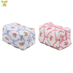 Floral <b>Makeup</b> Quilted Cosmetic Bag for Women Cosmetic Organizer Toiletries Large Capacity <b>Makeup</b> Pouch Toiletry Organizer <b>Case</b> - Product Image 2