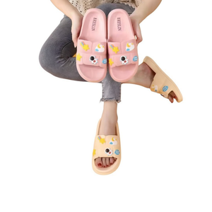 Mex20 Claquettes de dessin animé d'intérieur antidérapantes à bout ouvert avec semelle extérieure en EVA, chaussures d'été pour hommes, noir, blanc, vert, 38/39, 40/41 - Product Image 1