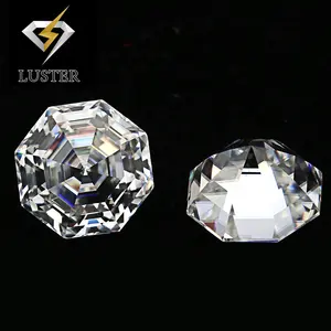 Asscher-moissanita de diamante blanco en forma de octagonal, piedra personalizada, moissanita suelta