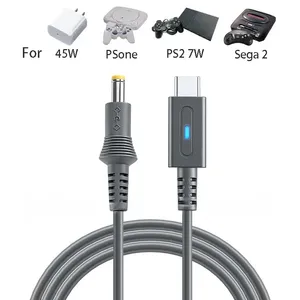 Câble de charge rapide USB-C PD 45W de <span class=keywords><strong>1</strong></span>,8 m pour Sony <span class=keywords><strong>PlayStation</strong></span> <span class=keywords><strong>1</strong></span> PS2, adaptateur d'alimentation 7W, câble de conversion USB-C vers PS One PS1 - Product Image 1