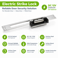 Serrure électrique à pêne volant DC12V NO NC COM avec plaque frontale réglable en acier inoxydable pour contrôle d'accès, déverrouillage de porte, 24V en option, OEM