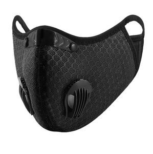 Masker Wajah jaring Neoprene hitam uniseks, dapat digunakan kembali anti-debu berongga dengan katup Filter udara luar ruangan bersepeda ski untuk pemandangan pantai - Product Image 2