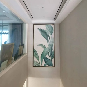 Salon JZ chambre décor abstrait <span class=keywords><strong>feuille</strong></span> 3D émail peinture verre trempé mur Art moderne beau paysage peinture murale - Product Image 6