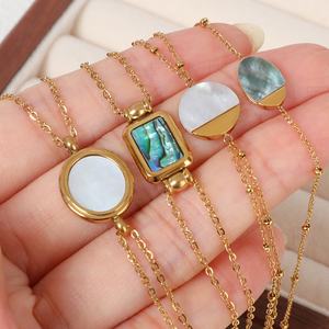 Pulsera Unisex de Estilo Vintage con Dije de Concha y Colgante de Acero Inoxidable Chapado en Oro de 18K, Regalos de Boda, Joyería de Nuevo Diseño - Product Image 3