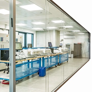 Panorama Full View Frameless Glass Tường Phân Vùng Văn Phòng Kính Phân Vùng Tường Với Thiết Kế Cửa Tuôn Ra - Product Image 4