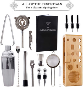 Kit d'ustensiles à Cocktail pour mari, 16 pièces, mélangeur avec support en bambou, accessoires <span class=keywords><strong>de</strong></span> Bar, Kit avec livre <span class=keywords><strong>de</strong></span> réception, cadeaux pour mari - Product Image 6
