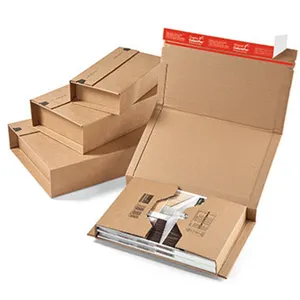 OEM Logo Kustom Kotak Pengiriman Mailer Buku Kemasan Kardus Kertas Bergelombang Cetak OEM