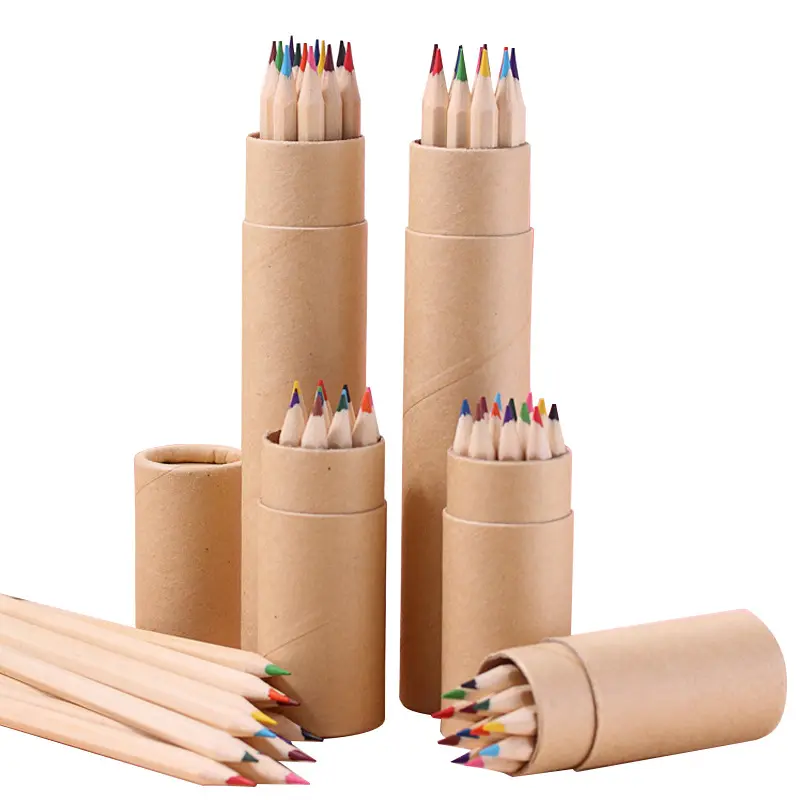 Color Pencil Kids 12 Colors Set Pack Wooden Stationery Multi Kawaii Professional Art Pencils Kit Set