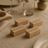 Ensemble de 4 porte-cartes de visite en marbre travertin naturel, support de menu, support de table pour mariage, porte-invitations