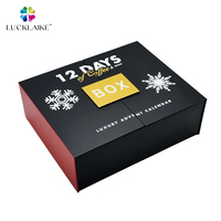 Vente en gros de calendriers de l'avent beauté, maquillage, parfums, cadeaux de la Saint-Valentin, emballage en carton noir, boîte de calendrier de l'avent personnalisée
