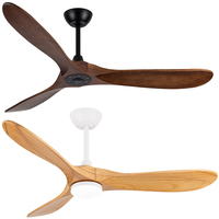 Maison Moderne Brun Foncé Bronze 3 Lames Bois Wifi Tuya Smart Intelligent 52 Pouces Ventilateur de Plafond pour la Maison