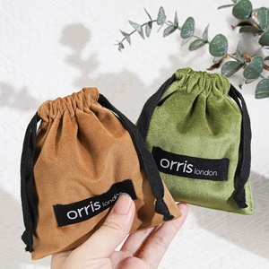 10*12Cm yumuşak mavi yeşil kahverengi kadife kılıfı seyahat çantaları özel Logo baskılı hediyelik takı ipi kozmetik kadife çanta - Product Image 1