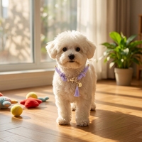 Nouvel Arrivage Populaire : Collier pour Chien en Corde Tressée Violet Clair avec Pompon et Fermoir Doré – Idéal pour la Promenade en Extérieur, Vente en Gros Personnalisée