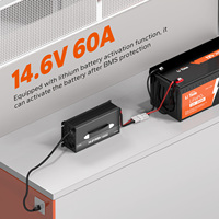 Chargeur de batterie LiTime 12V (14.6V) 60A IP65 étanche LiFePO4 pour chargeurs de AC-DC ultra rapides 50AH 100AH 120AH