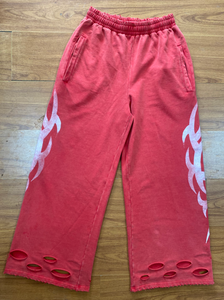 Novedad: Pantalones casuales de algodón personalizados para hombre, de peso pesado, con lavado ácido ecológico, dobladillo rasgado, corte acampanado, pierna recta y estilo oversize. - Product Image 4
