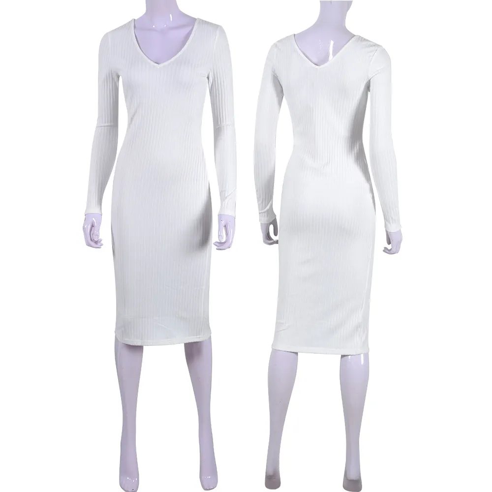 Robe décontractée blanche en tricot à col roulé et manches longues, robe de confirmation blanche pour femmes