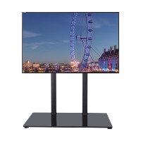 Support TV moderne DMP DS302, nouvelle arrivée, professionnel, capacité de charge de 110 lb, VESA 600x400, plateau en verre trempé, pour téléviseurs LCD LED de 32 à 65 pouces