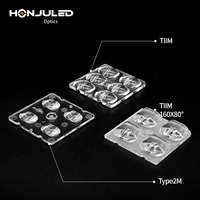 HONJU 5050 SMD 4-en-1 Lentille optique collimateur LED TIR Anti-UV en PC IP65 Transmittance >90% pour éclairage commercial extérieur