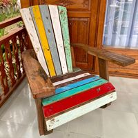 Fauteuil à bascule en teck artisanal et écologique pour l'intérieur et l'extérieur, y compris les parcs et les jardins, design rustique, confortable