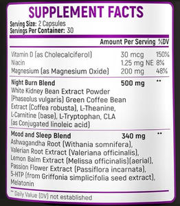 Brûleur de graisse nocturne, capsules de contrôle du poids, complément alimentaire à base de plantes pour la perte de poids chez la femme, avec magnésium, mélatonine, CLA, L-carnitine - Product Image 6