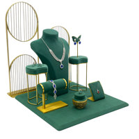 Ensemble de présentoirs à bijoux en microfibre personnalisé par l'usine ZHi Hui, présentoir à bijoux en métal pour vitrine de bijouterie, vert