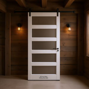 Porte coulissante à 5 panneaux en verre, 36 x 80 x 5, style ferme, décoration intérieure - Product Image 2