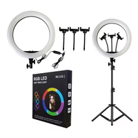 Support trépied professionnel de 18 pouces de hauteur avec anneau lumineux RVB pour téléphone, appareil photo et lampe de sol – Vente en gros