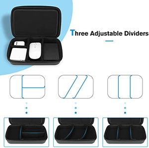 Étui de transport rigide <span class=keywords><strong>ProCase</strong></span> L noir pour appareils électroniques, organiseur portable pour MacBook, adaptateur secteur, batterie externe, souris Apple Magic, USB, fermeture éclair - Product Image 4