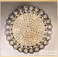JYLIGHTING Lustre suspendu de style européen de luxe, LED, télécommande, plusieurs tailles, construction en métal et cristal pour l'éclairage