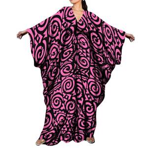 Diseño marino Concha Estrella de mar Impresión Estilo DE LA <span class=keywords><strong>ISLA</strong></span> Manga de mariposa Maxi Kaftan Vestido de vacaciones largo personalizado Vestido de ala de Chal - Product Image 1