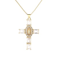 Pendentif en cristal d'or 18K de croix religieuse simple unisexe blanc transparent pour la fabrication de bijoux collier