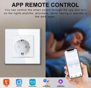 Prise murale intelligente WiFi, contrôle par application Tuya, 20A, verre trempé, 2 broches, avec mesure de la consommation d'énergie, télécommande, compatible <span class=keywords><strong>Smart</strong></span> Life Alexa - Product Image 5