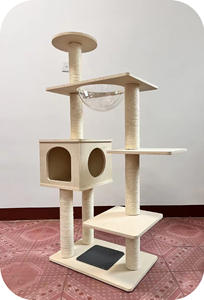 Pohon Kucing Kayu untuk Menara Kucing Besar Besar dengan Condo Cozy <span class=keywords><strong>Cat</strong></span> Plush Tempat Bertengger dan Aktivitas Memanjat - Product Image 2