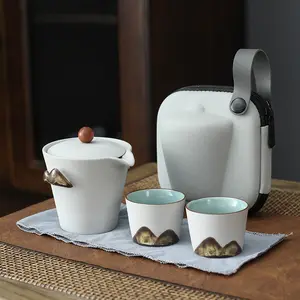 Черный чайник с фильтром и чайником японский дорожный чайный набор с портативным мешком китайская керамическая чайница с фильтром