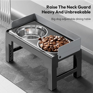 Elecpet <span class=keywords><strong>Dog</strong></span> Double <span class=keywords><strong>Bowls</strong></span> 5 Mangeoire surélevée réglable pour l'alimentation des animaux domestiques Raise Cat Food Water <span class=keywords><strong>Bowls</strong></span> avec support en acier inoxydable pour chien - Product Image 2