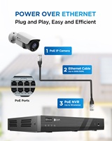 Système de caméra de sécurité CCTV PoE NVR 16 canaux avec IA, disque dur 4 To, communication bidirectionnelle, vision nocturne couleur, visualisation à distance, surveillance commerciale