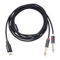 Nouveau câble audio stéréo Type-C mâle vers double jack 6,35 mm avec gaine en nylon pour ordinateur, mixeur, amplificateur de puissance, haut-parleur