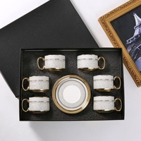 Nouvel ensemble de table basse en céramique de style européen, luxe moderne, ensemble promotionnel de 6 tasses et soucoupes